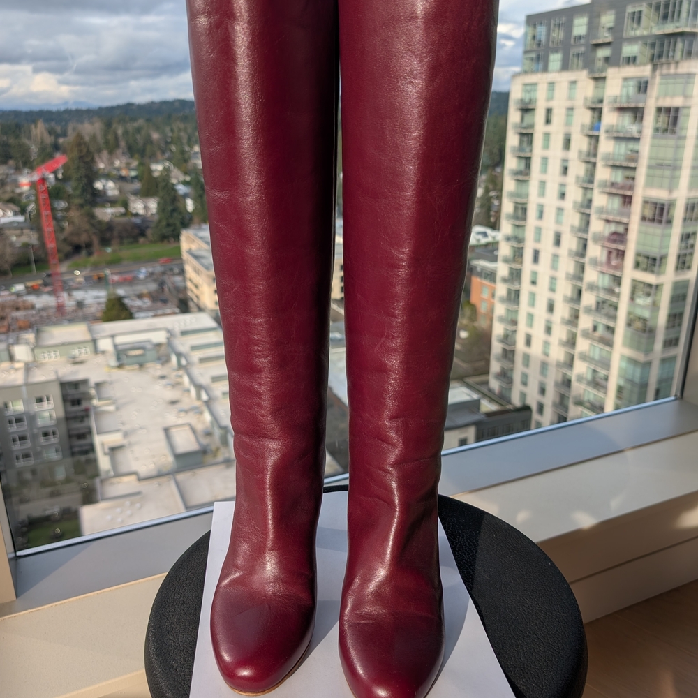 Maison Martin Margiela Burgundy Over the Knee Boots